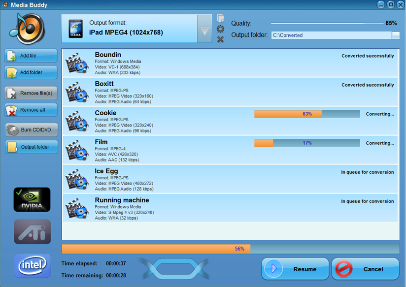 convert audio and video for free with Media Anywhere - screenshot