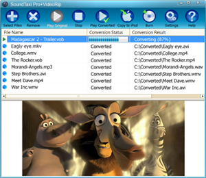 Converting video with SoundTaxi Media Converter